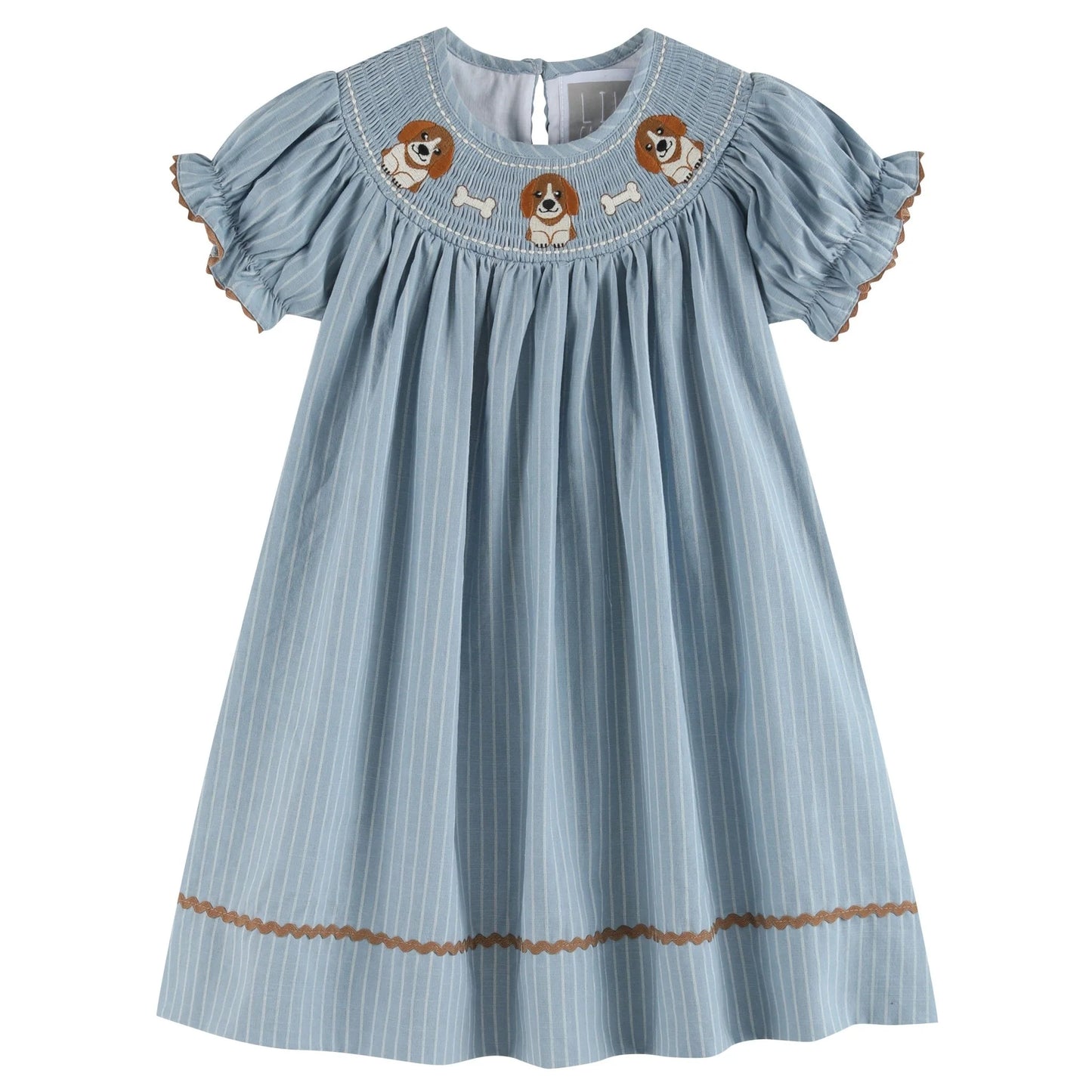 Girl Puppy Smocked Bishop Dress